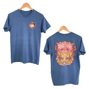 Moab Brewery T-Shirt Men Small Denim Blue Johnny Frutah Hazy Pale Beer Utah Tee